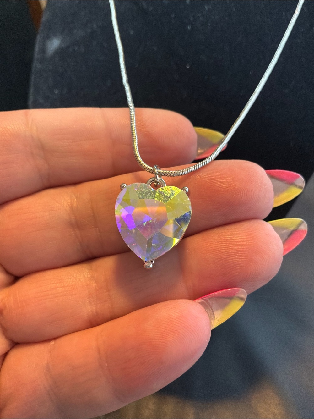 Necklace with Iridescent Heart Pendant - Women Jewelry - Picture 3 of 3